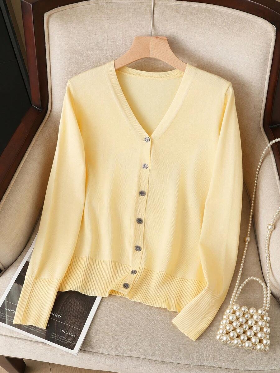 GIGOGOU Women's Casual Solid Color Knit Cardigan, Spring/Autumn