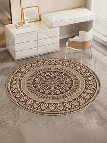 1pc Vintage Round Patterned Decorative Rug, Bedroom Decor, Small Rug, Carpet, Home Decor, Living Room Rug, Living Room Small Rug, Bedroom Rug, Living Room Home Decor, Outdoor Rug, Washable Plush Rug, Thick Rug, Fluffy Rug, Autumn/Winter Rug - Multicolor - View 2