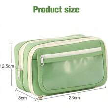 Estuche para Lápices de Gran Capacidad,Cartucheras Escolares,con 2 Notas Autoadhesivas,Estuche de Lápices con Compartimento Expandible,Organizador de Papelería para el Trabajo de Oficina Escolar - VERDE - Ver 7