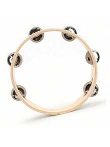 1 peça de pandeiros de 8/10 polegadas para adultos, pandeiro de madeira portátil, fileira única de guizos de metal, tambor de percussão circular, instrumento musical de ritmo para dança, pandeiro de festa, tambor, instrumentos musicais, pandeiro de mão, pandeiro, percussão - Multicolorido - Ver 5
