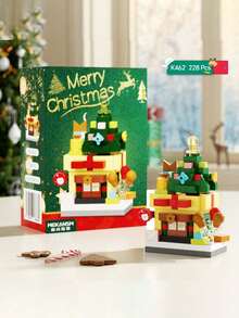 1292 Stücke Weihnachts Mikropartikel Bauklötze Set, Haus Bauklötze Konstruktionsspielzeug, inklusive Weihnachtsmann, Rentier, Schneemann, Weihnachtshaus, Weihnachtsstrumpf Bauklötze, DIY Bauklötze Spielzeug, Feiertags Dekorationen, Weihnachtsparty Dekorationen, geeignet als Weihnachtsgeschenke.