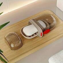 1pc Luxury Transparent Plastic Soap Dish With Drainage Tray, Portable Travel Soap Box, Non-Slip Design, Easy To Clean And Carry - Clear - View 11