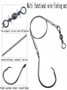 2pcs Anti-Foul Double Hook Rig Set: Suitable For European Carp Fishing, Bypassing Weeds, Rocks And Silt - Silver - View 3