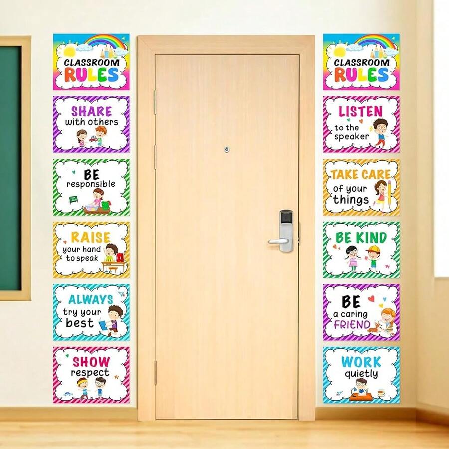 Sereliy 12PCS Classroom Rules Posters Behavior Educational Manners ...