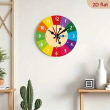 Colorful Wooden Wall Clock With Silent Alarm - 12/24 Hour Study, AA Battery Powered, Suitable For Bedroom, Classroom Or Desktop Decoration, Perfect Gift For Teachers, Classroom Decoration | Educational Design | Wooden Structure, Wall Clock Decoration