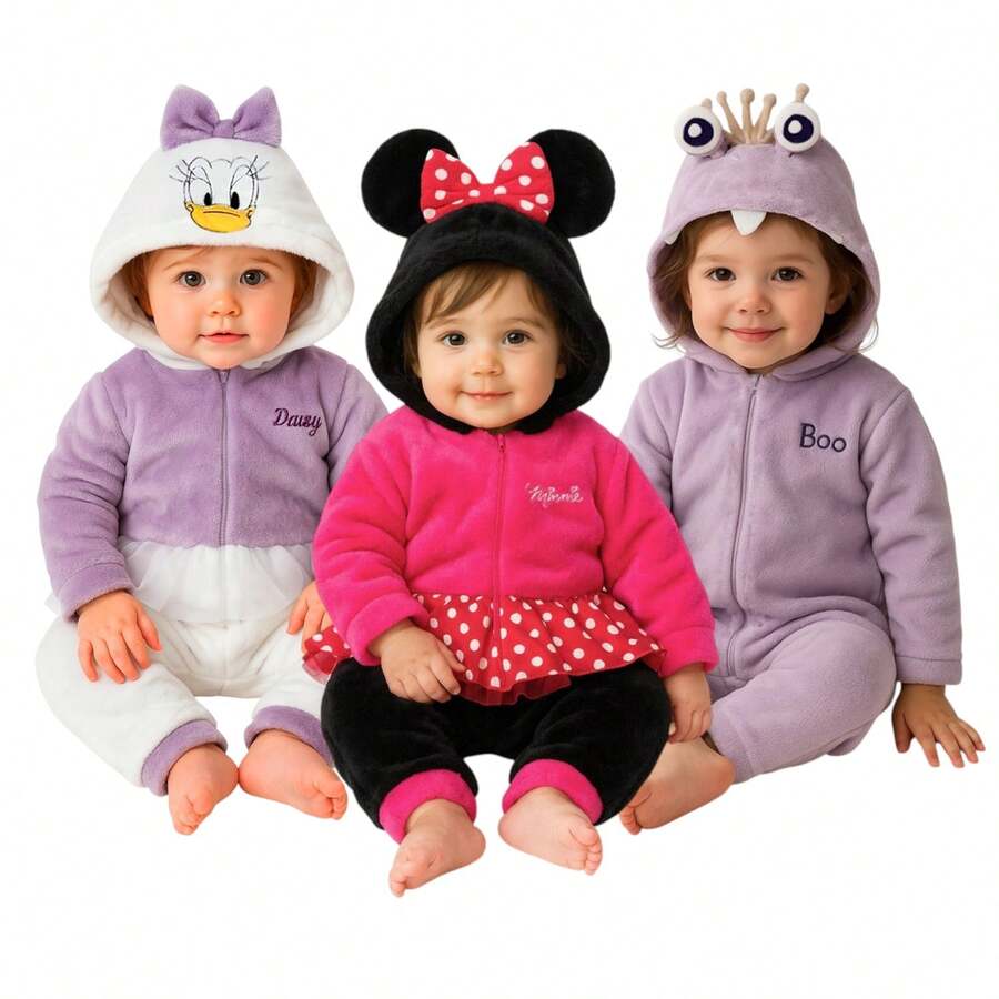 Disney Pack 3 Mameluco con gorro bordado sin pie Boo, Minnie Mouse, Daisy - Multicolor - Ver 1