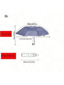 1 pieza Paraguas a cuadros de otoño/invierno para Acción de Gracias/Navidad, paraguas plegable reforzado y ligero para días lluviosos y soleados, paraguas plegable portátil para negocios para hombres y mujeres