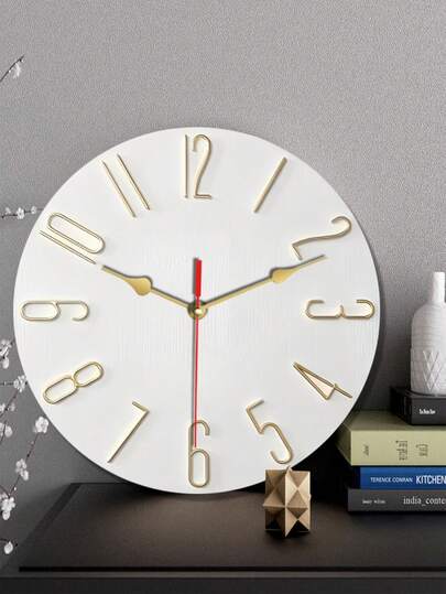 Moderne Minimalist Digital Wand Klok Wit Goud Hour Markers), Silent Quartz Movement, Battery Powered Living Room, Bedroom, Office, Kitchen Ideal Ho warming/Birthday AA Batteries Not Included Durable Materials Easy To Read Display, Home High Quality Craftsmanship, Working Professionals