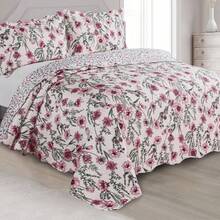 Double Bedspread Kit Garden 220cm X 240cm Floral Prints 3 Pieces - Nhiều màu - Xem 1