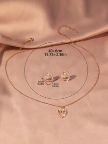 3pcs/Set! Luxury Rhinestone Heart & Bow Jewelry Set, Sparkling Combination Suitable For Gifts, Vacation, Banquet And Daily Wear