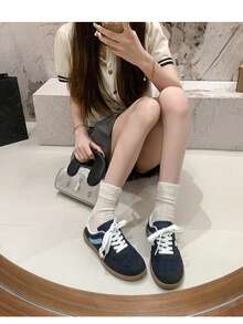 Pair Women's Outdoor Casual Sports Shoes, Metal Buckle Decor, Faux Leather, Lace-Up, Comfortable, Fashionable, New For Fall 2025