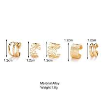 5pcs Women's Leaf Shaped Non Pierced Fake Ear Cuff Earrings Gold Jewelry Set