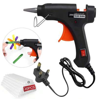 20W Hot Melt Glue Gun Kit, Includes 40pcs Glue Sticks, Fast Preheating, Mini Hot Glue Gun Set, Suitable For Handcraft DIY And Quick Home Repair, Black