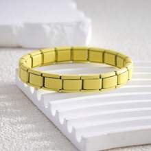 1pc Matte Stainless Steel Italian Modular Bracelet, Elastic Strap Bangle, Simple & Fashionable Daily Wear, Silver Charm Bracelet, Suitable For Women Gatherings And Unisex - Color Module - View 14