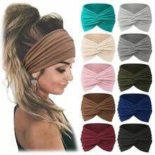 1 szt. szeroka miękka damska opaska na głowę, elastyczne bandany w stylu boho, opaski do jogi, akcesoria do włosów, opaski na głowę, wiązane, rozciągliwe, antypoślizgowe, duże opaski do jogi, bieganie, duży sportowy, ciepły, termiczny szalik na głowę