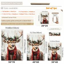 1 buc, Artă murală pe pânză, Decorațiune de perete cu ramă de Crăciun, Artă vintage de Crăciun cu reni, Reni de pădure și zăpadă de iarnă, Decorațiuni de Crăciun, Artă decorativă rustică de Crăciun, Artă pictură în ulei vintage, Postere artistice cu tematică de sărbători, Decor de perete minimalist