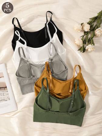 5pcs/Set Women's Wireless Backless Adjustable Strap Breathable Bras