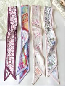 1 Stück Damen Blumen Seidentuch, neuer chinesischer Stil Muster Haarband, lässig elegant für den Alltag, vielseitiges Geschenkzubehör für Frauen (die einheitliche Farbcodierung ist zufällig), Winterhaarband Frauen Bandanas