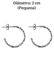 1 Pair Of Stainless Steel Hoop Earrings, Silver Color, Various Models - MOD. 1 - View 3