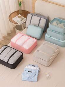 6/7/8/9pcs Travel Packing Cubes, Luggage Organizer Bags, Laundry Bag, Shoe Bag, Multi-Function Compression Packing Cubes, Lightweight Travel Luggage Organizer, Washable Nylon Material, Suitable For Students, Teachers, Travelers