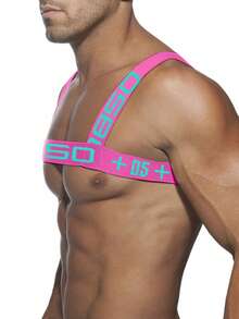 Fashion Men Sexy Shoulder Straps Chest Bondage Elastic Band Harness Muscle Halter Belt Men Bodysuite Clubwear Club Party Costume And Men's Bikini - 玫紅色 - 查看 10