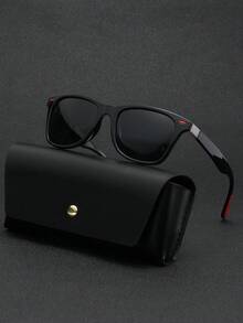 POLASUP 1PC Polarized Lens Classic Travel/Hiking Style Design Driving/Fishing Polarized Lens Design  Red Colored Design Red Metal Studded With Silicon Gel Shockproof Friction Foot Pad Fashionable Street Fashion Glasses Shades Accessories Beach Accessories Glasses Shades - Mắt kính phân cực màu xám gọng đen/móng gạo đỏ cao su đỏ - Xem 11