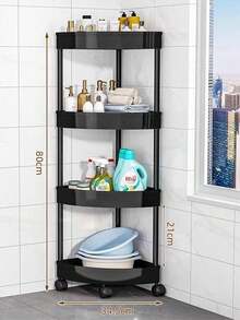 1个多功能塑料置物架，多层落地式收纳架，适用于厨房、浴室、淋浴角、客厅、卧室化妆品收纳，便携式壁挂式转角置物架 - 彩色 - 查看 13