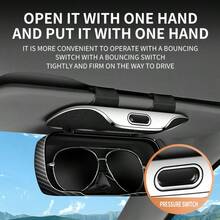 Car Carbon Fiber Patterned Glasses Case, Car Sun Visor Storage, Sunglasses Holder, Press Open Multifunctional Card Clip, Interior Modification Special Glasses Storage Case