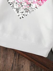 小男孩心形图案保暖连帽衫 - 白色 - 查看 4