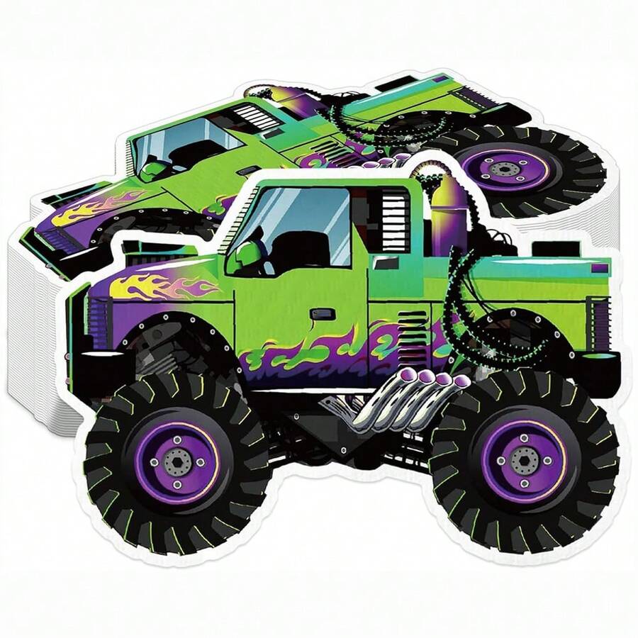 20pcs/40pcs/60pcs Monster Truck Paper Napkins Monster Robot Birthday Decoration Purple Green Truck Shaped Disposable Lunch Napkins Monster Truck Theme Party Supplies Racing Birthday Decoration Birthday Party Favors