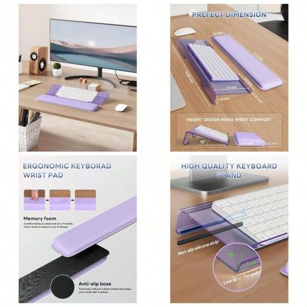 Computer Keyboard Wrist Rest Stand Desktop, Keyboard Holder Easy Typing With Wrist Pad Office Desk, Home, School Black