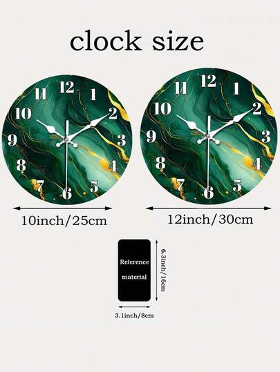 Emerald Groen Marble Texture Wooden Wand Clock, Abstract Art Silent Living Room, Bedroom, Kitchen, Office ation, Moderne Home Ideal Birthday 10 12 Inches Optional view 7