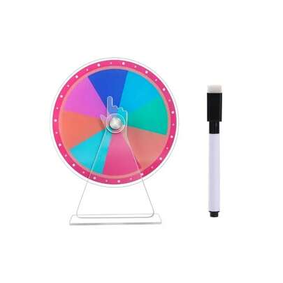 4 英寸奖品转盘，丙烯酸彩虹旋转获胜者游戏轮，配有 1 个干擦记号笔 - 转盘游戏、奖品转盘、可擦除抽奖，非常适合贸易展览、财富游戏、决策和嘉年华 - 适合圣诞派对、婚礼派对、生日派对、派对游戏、促销游戏、商场活动、新年、个性化礼品、派对礼品、棋盘游戏配件、家庭娱乐