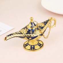 Lampe magique, élément décoratif une pièce, décoration de table de luxe avec des motifs floraux bleu marine et or, décoration de maison en métal convenant pour Halloween, Noël et Pâques. Aucune électricité requise. Décoration exquise de style de cour pour le salon, la chambre à coucher et la table à manger. Conception de style moyen-oriental, inspirée de la fantasy, sans alimentation électrique requise. Décoration de fête, artisanat minutieux, choix idéal pour les acheteurs de fête.