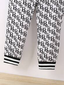 2pcs/Set Kids Boys Clothing Set, Contrast Color Pocket Hoodie And Casual Letter Print Pants, Autumn/Winter