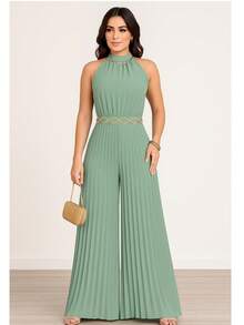 Pleated Jumpsuit For Weddings And Special Events - 薄荷綠 - 查看 2