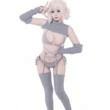 SENMHS Reverse Bunny Sexy PU Leather All Season - dg08灰色 - 查看 3