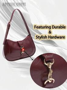 Novachic,1pc Retro Minimalist Hook Decor Adjustable Shoulder Strap Crescent Shape Bag, Suitable For Date, Outing, Party - Màu Đỏ Sâu - Xem 2