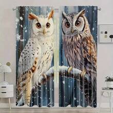 2pcs Living Room Curtains - 3D Owl Pattern Blackout Curtains, Cartoon Owl Design For Children's Room - Multicolor - View 2