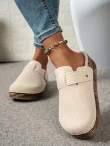 Pantuflas de tela deportiva de unicolor, otoño/invierno