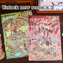 全新大尺寸 DIY 场景贴纸、成人风景贴纸、房屋贴纸、剪贴簿贴纸、3D 微型房屋风景贴纸、DIY 剪贴簿贴纸、风景贴纸、风景贴纸、笔记本贴纸、可重复使用、多种尺寸可选 - 彩色 - 查看 2