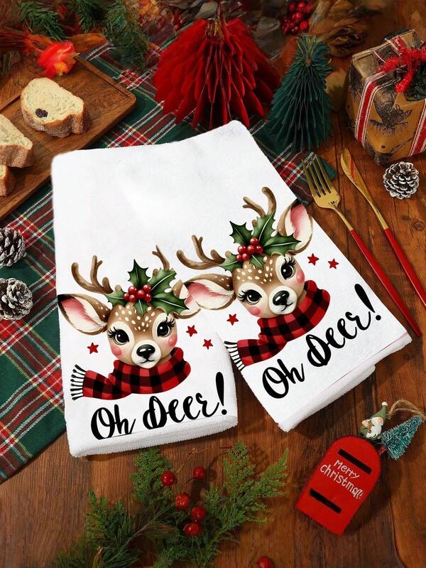 Christmas Towels, Kitchen Cloths, Christmas Snowmen, Reindeer Dish Towels, Dining Table Cleaning Cloths, Bathroom Face And Shower Towels, Insulated Towels, Christmas Kitchen Decorations Shower Towels For Beauty Salon, Hotel Sports,Home Essentials, Towel, Skin Care