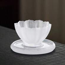 Set de tasse et soucoupe en verre dégradé de lotus fait main, résistant à la chaleur et au froid, convient pour les boissons froides, le thé de l'après-midi, les jus, l'usage quotidien, la maison, le restaurant, le bureau, un excellent cadeau pour les fêtes