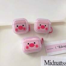 1 pieza Funda protectora suave con diseño de cerdo rosa salpicado de dibujos animados