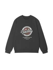 女士宽松休闲高档圆领卫衣，秋冬款 - 深灰 - 查看 5