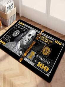 1pc New US Dollar Bill Design Area Rug, Suitable For Living Room, Bedroom, Indoor - Machine Washable - Flannel Material, Soft Wrap, Skin-Friendly, No Pilling, Water-Resistant Easy Care, Odorless - Ideal For Home Decor, Room Decor, Living Room Carpet, Bedroom Carpet, Bathroom Carpet, Kitchen Carpet, Area Rug, Hotel Decor - Area Rug, All Season Use.