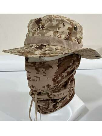 2pcs Unisex Outdoor Bucket Hat & Face Mask Set, Suitable For Hiking, Cycling Fall