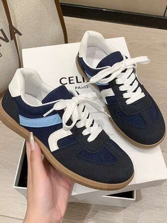 Par damskor för utomhusbruk, sportskor med metallspänne, konstläder, snörning, bekväma, moderiktiga, nya för hösten 2025