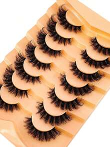 7 Pairs/Box Natural, Thick And Fluffy False Eyelashes, Dramatic Rip Effect, 8D Thick, Long-Lasting, Rip Effect, Fox Eye Lift Effect, Extend And Add To The Outer Edge Of The Eyelash Strip, Making The Eyes Look Longer And Thicker