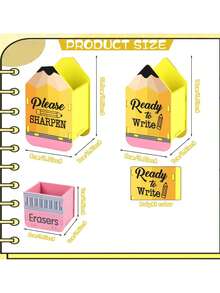 1pc Wooden Splicing Pen Holder. Yellow Pencil Shaped Pen Holder, Desktop Miscellaneous Storage Pen Holder, Pencil Holder, Eraser Storage Box, For Storing Pencils, Desktop Organizer Back To School,Pencil Case,Pencil Pouch,School Bag